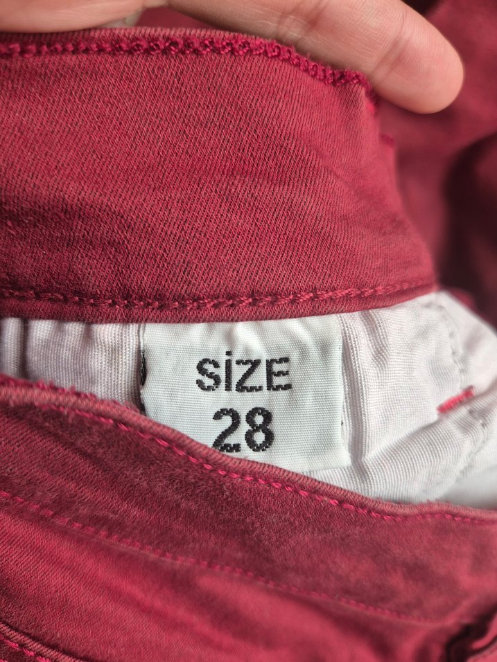 Bordo Kırmızı Kadın Keten İspanyol Paça Pantolon - Görsel 4