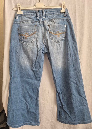 Mavi Belli Bol Kesim Midi Kot Pantolon - Görsel 3