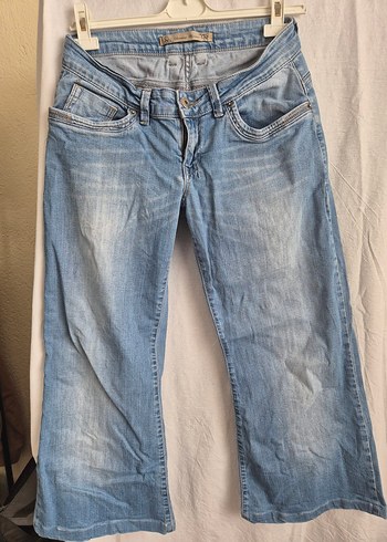 Mavi Belli Bol Kesim Midi Kot Pantolon - Görsel 2