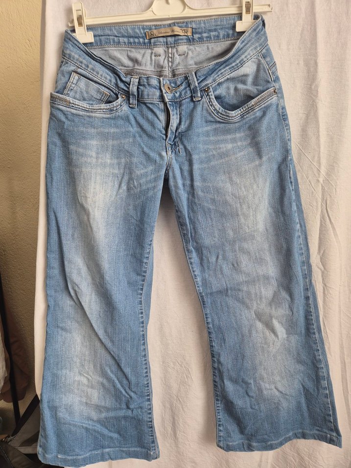 Mavi Belli Bol Kesim Midi Kot Pantolon - Görsel 2