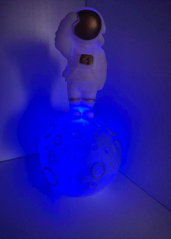 Ay Üzerinde Astronot Rengarenk Işıklı Gece Lambası - Görsel 8