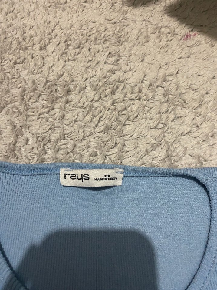 Mavi Düğmeli Kız Tişörtü - Görsel 2