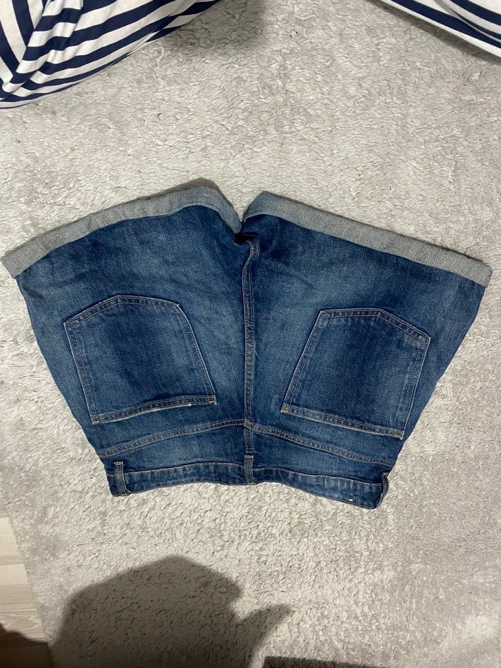 Gevşek Kesim Kemerli Mini Kot Şort - Görsel 3