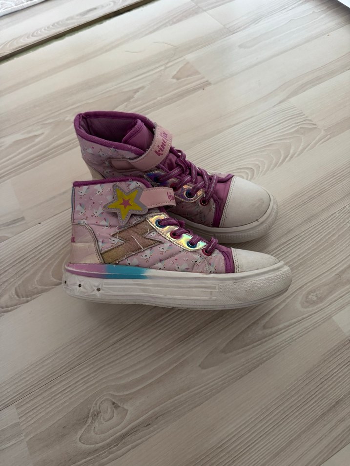 Kız Çocuk Mor Bağcıklı ve Cırtlı Spor Ayakkabı - Görsel 2