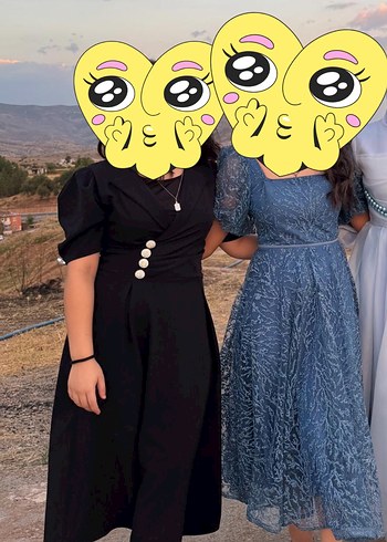 Düğmeli Siyah Uzun Kadın Elbise - Görsel 3