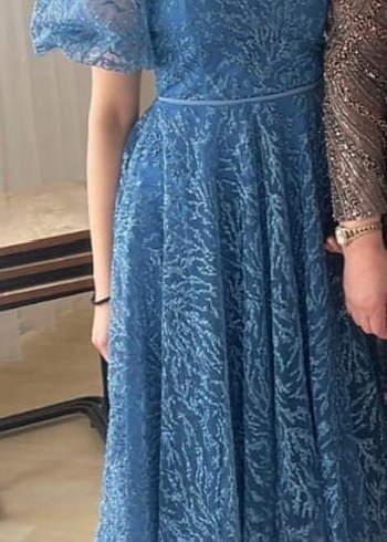 Bohem Tarzı Uzun Straplez Mavi kız çocuk abiye 13.16yaş arası - Görsel 2