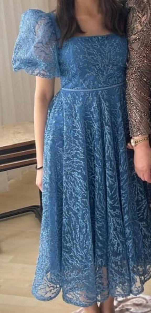 Bohem Tarzı Uzun Straplez Mavi kız çocuk abiye 13.16yaş arası - Görsel 2