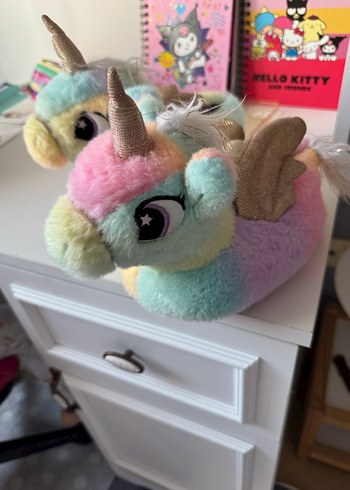Kız Çocuk Unicorn Peluş Ev Terliği - Görsel 2