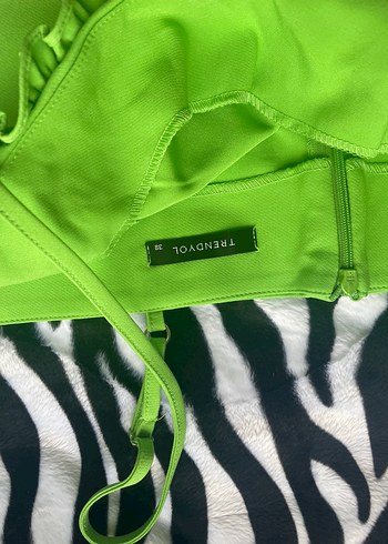 Yeşil  Pilili Midi elbise - Görsel 2