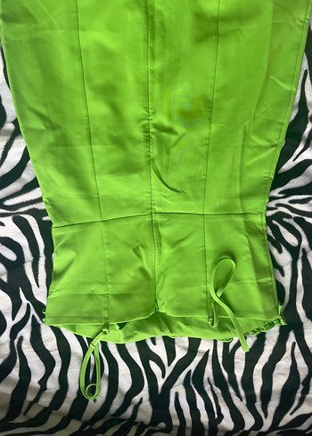 Yeşil  Pilili Midi elbise - Görsel 3