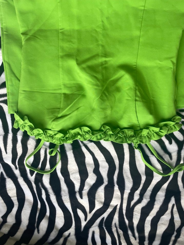 Yeşil  Pilili Midi elbise - Görsel 4