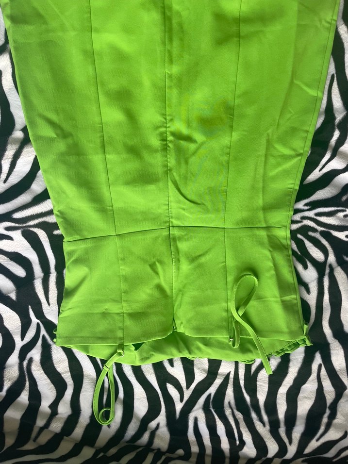 Yeşil  Pilili Midi elbise - Görsel 3