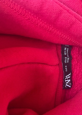 Kırmızı Kapüşonlu Kadın Sweatshirt - Görsel 2