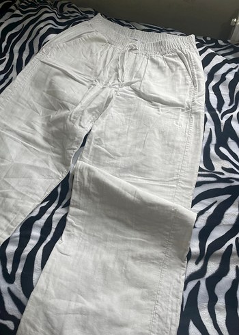 Beyaz keten pantolon - Görsel 4