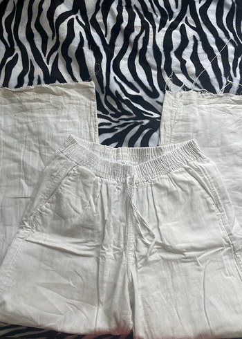 Beyaz keten pantolon - Görsel 2