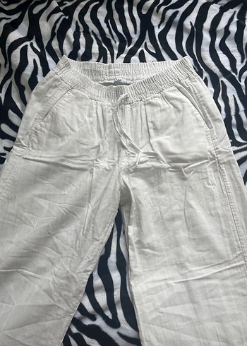 Beyaz keten pantolon - Görsel 3