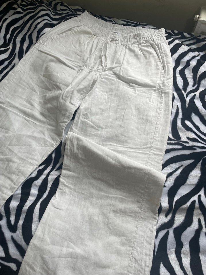 Beyaz keten pantolon - Görsel 4