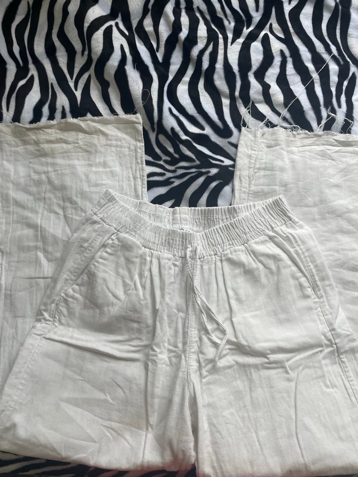 Beyaz keten pantolon - Görsel 2