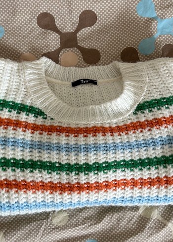 Çok Renkli Çizgili Örgü Kadın Kazak - Görsel 3