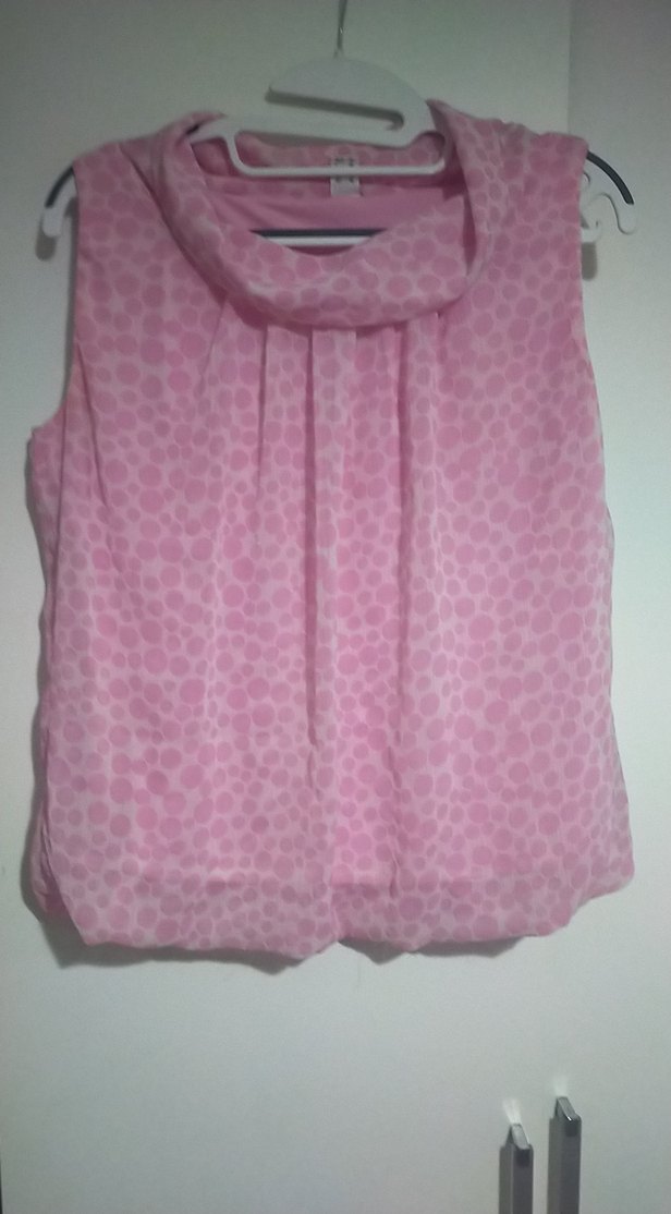 Pembe Piliseli Kolsuz Yüksek Yaka Bluz - Görsel 3