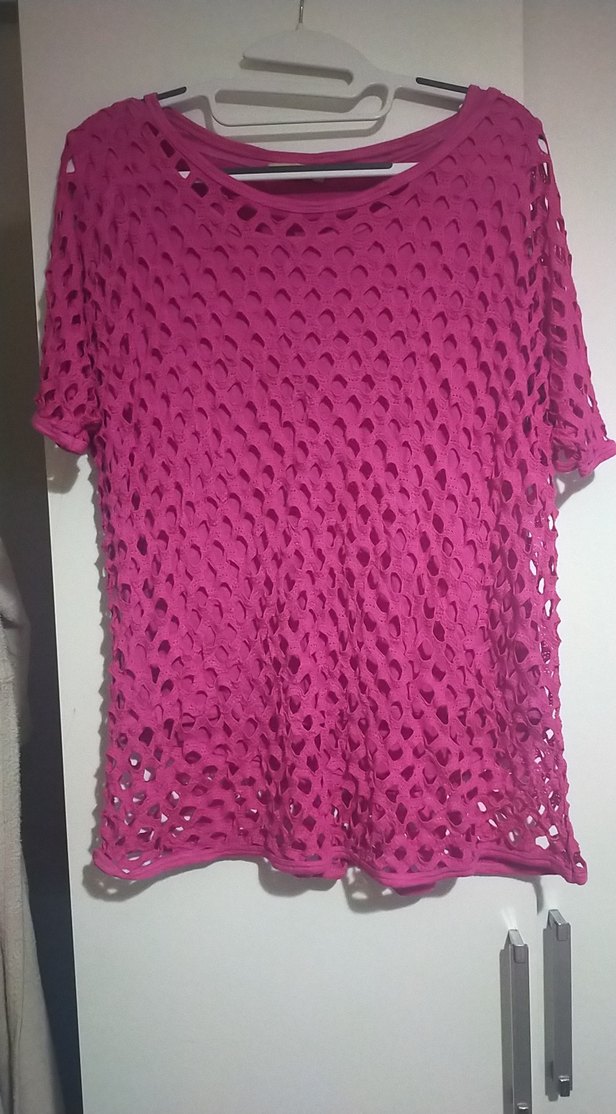 Pembe Dantel Detaylı Kadın Triko Bluz - Görsel 2