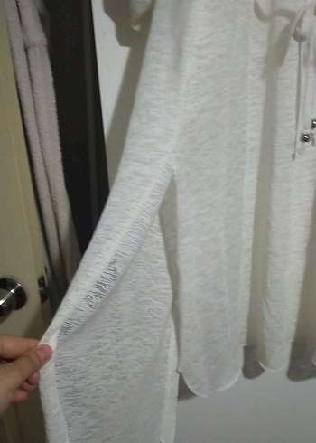 Uzun Beyaz Bohem Kadın Kimono - Görsel 7