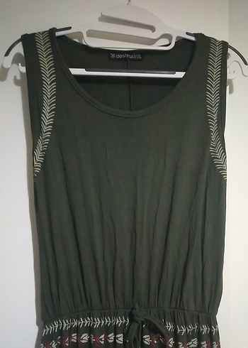 Nakışlı Yeşil Bohem Uzun Elbise - Görsel 5