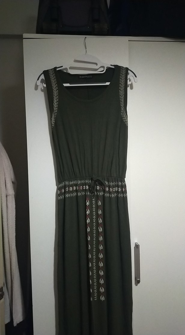 Nakışlı Yeşil Bohem Uzun Elbise - Görsel 2