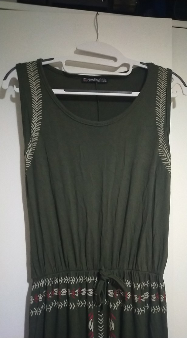 Nakışlı Yeşil Bohem Uzun Elbise - Görsel 5