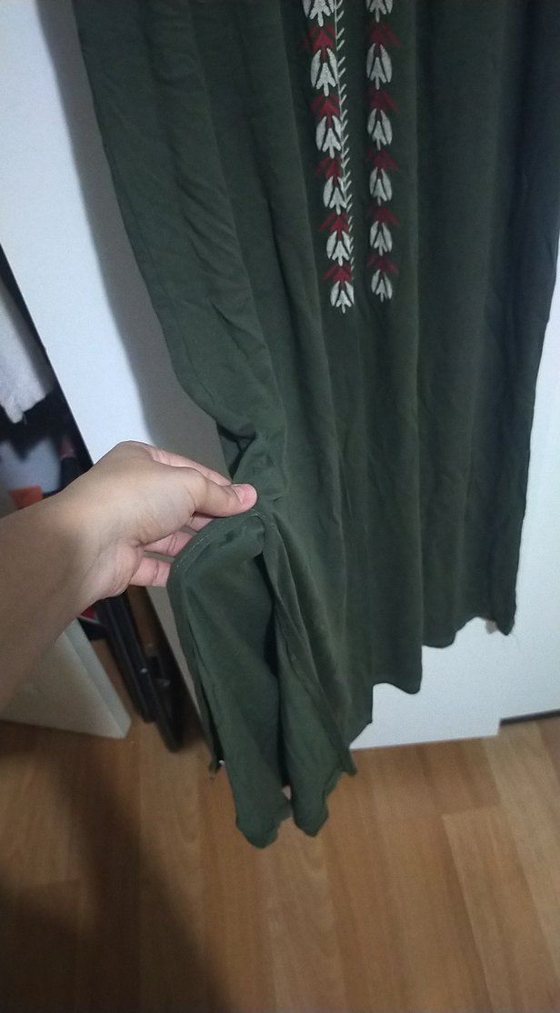 Nakışlı Yeşil Bohem Uzun Elbise - Görsel 4