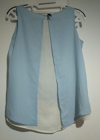 Mavi V Yaka Kolsuz Bluz - Görsel 5