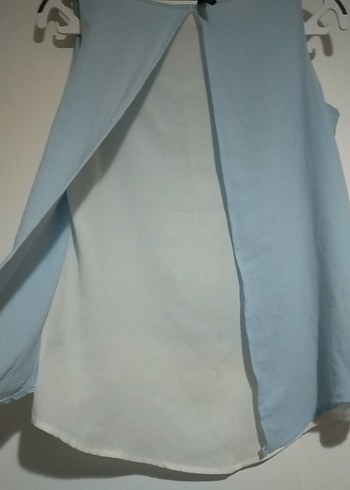 Mavi V Yaka Kolsuz Bluz - Görsel 6