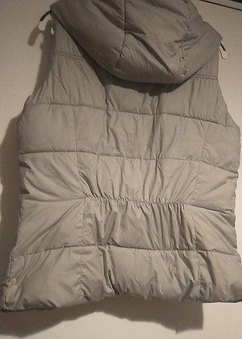 Gri Kapüşonlu Kadın Şişme Yelek - Görsel 9