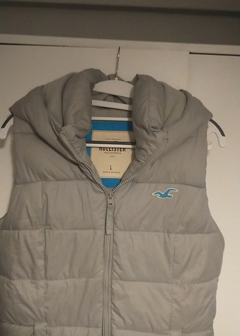 Gri Kapüşonlu Kadın Şişme Yelek - Görsel 5