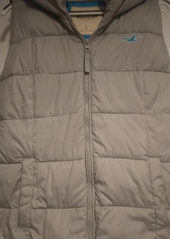 Gri Kapüşonlu Kadın Şişme Yelek - Görsel 4