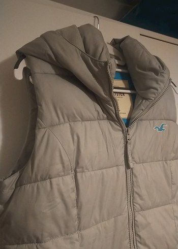 Gri Kapüşonlu Kadın Şişme Yelek - Görsel 6