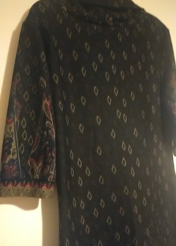 Bohem Siyah Midi Elbise Yakalı Drapeli - Görsel 10