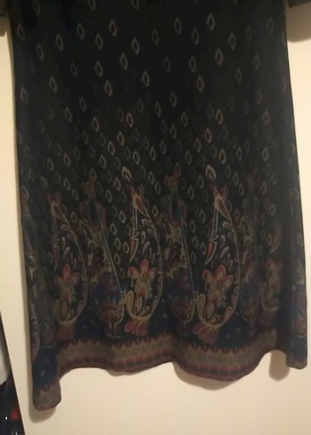 Bohem Siyah Midi Elbise Yakalı Drapeli - Görsel 2