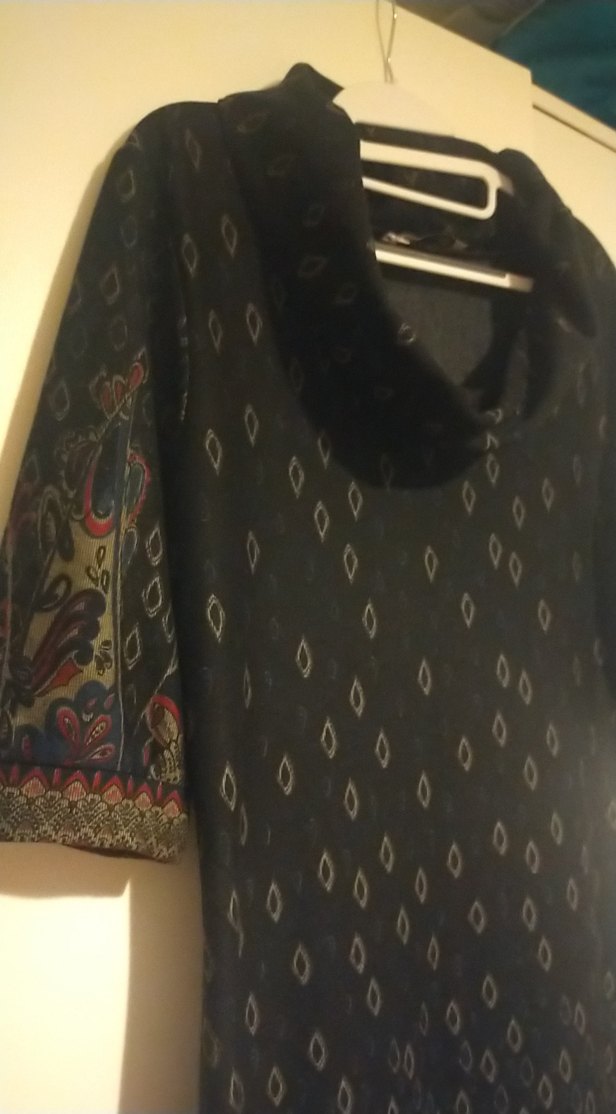 Bohem Siyah Midi Elbise Yakalı Drapeli - Görsel 3