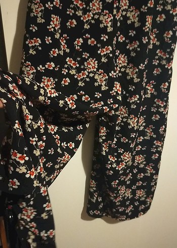 Siyah Çiçekli midi tulum - Görsel 13