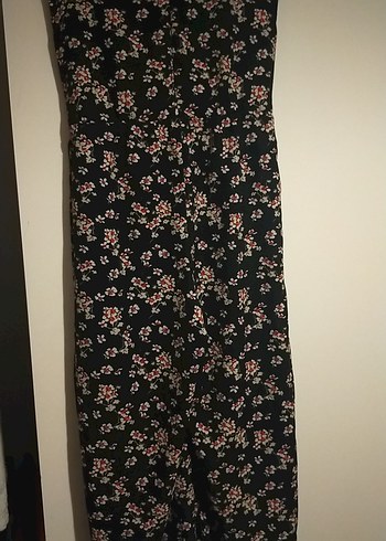 Siyah Çiçekli midi tulum - Görsel 11