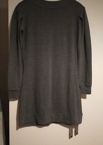 Gri Keten Hamile Tunik, Uzun Kollu, Salaş Kesim - Görsel 6