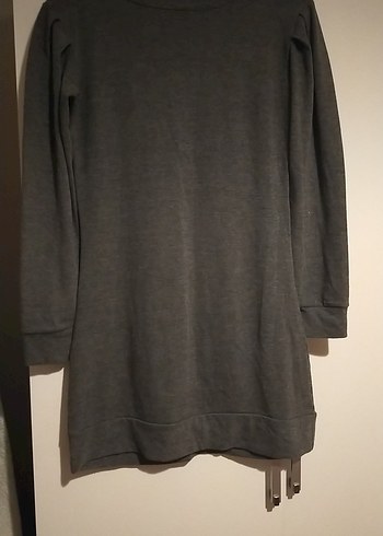 Gri Keten Hamile Tunik, Uzun Kollu, Salaş Kesim - Görsel 8