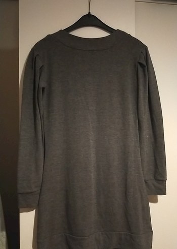 Gri Keten Hamile Tunik, Uzun Kollu, Salaş Kesim - Görsel 7