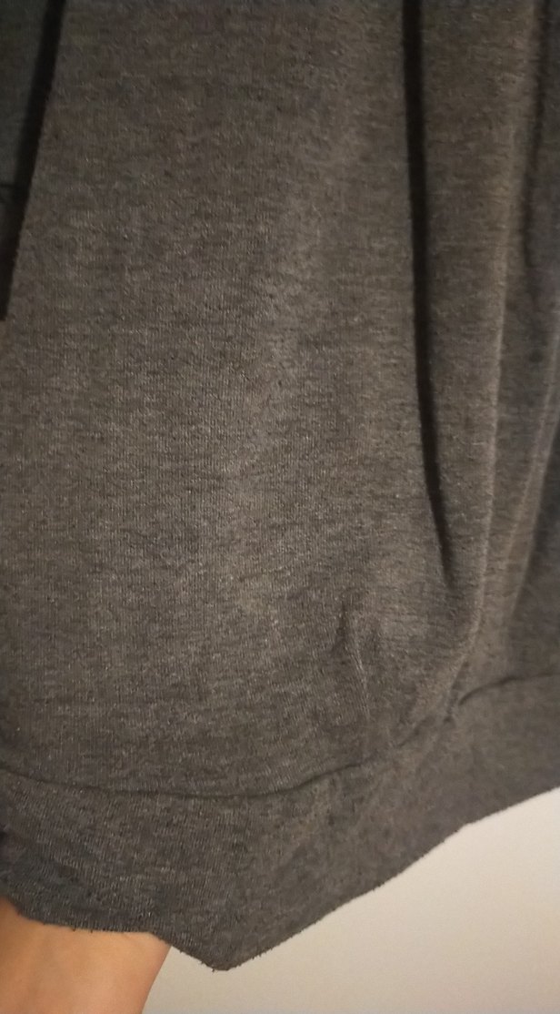 Gri Keten Hamile Tunik, Uzun Kollu, Salaş Kesim - Görsel 5