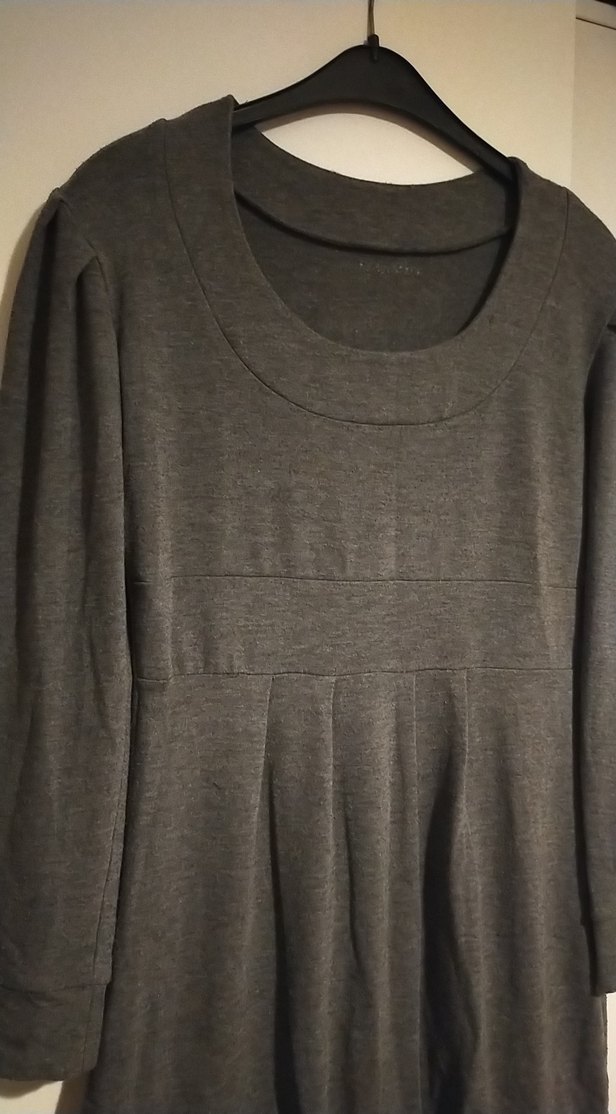 Gri Keten Hamile Tunik, Uzun Kollu, Salaş Kesim - Görsel 3