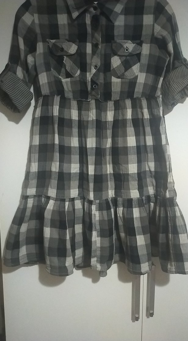 Gri Kareli kadın tunik - Görsel 3