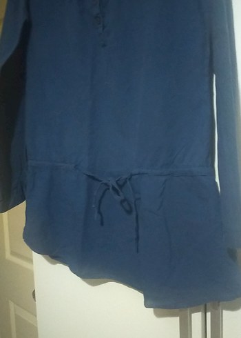 Lacivert V Yaka Düğmeli Tunik - Görsel 5