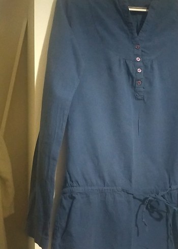 Lacivert V Yaka Düğmeli Tunik - Görsel 3