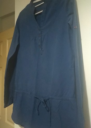 Lacivert V Yaka Düğmeli Tunik - Görsel 4